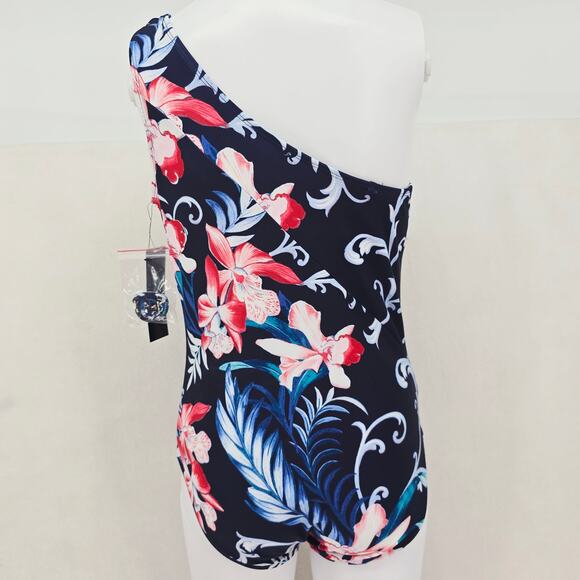 Carmen Marc Valvo One-Shoulder Cutout Navy 12 New - Picture 3 of 7